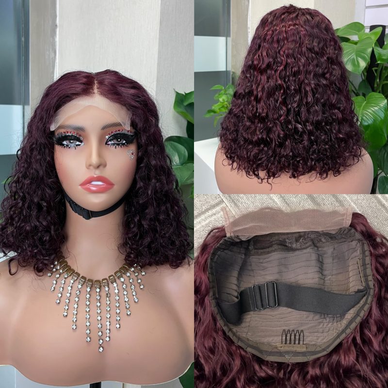 Water Wave 5x5 Double Drawn Transparent Lace Closure Bob Wig - 图片 4